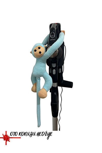 Buscarpone Açık Mavi Peluş Maymun Oyuncak Dekoratif Maymun Cırt Cırtlı