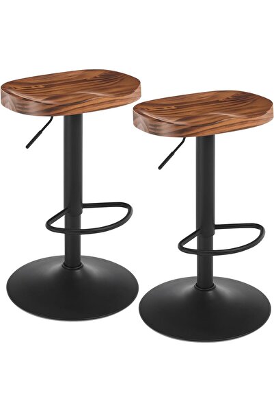 WOLTU 2'li Bar Taburesi, Ayarlanabilir Yükseklikli Döner Ahşap Tabure