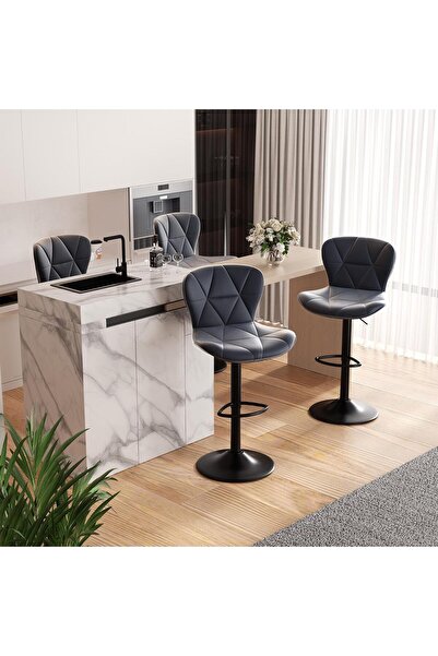 Hawthyhome 4'lü Yüksekliği Ayarlanabilir 360° Döner Suni Deri Bar Taburesi