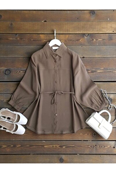 ŞAHİN TESETTÜR GİYİM GENİŞ KOL ÇIMALI SALAŞ GÖMLEK TUNİK 5656