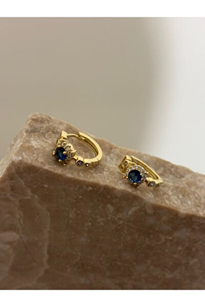 XUPING JEWELRY Lacivert Taş Detaylı Halka Xupıng Çelik Küpe