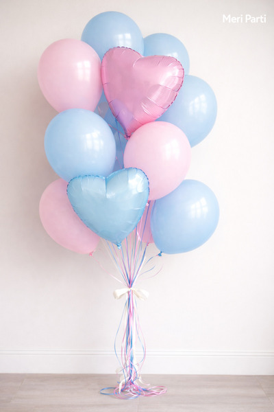 MERİ PARTİ Baby Shower Balon Set Cinsiyet Parti Set Kalp Folyo Balon Lateks B...