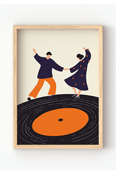 MIOVI WORKS Vinyl Dance | Çerçeveli Modern Dans & Plak Müzik Temalı Salon Duv...