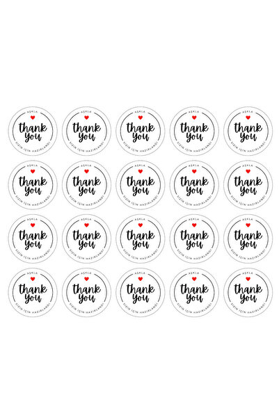 Poros Store Teşekkürler Sticker Ambalaj Etiketi - 4x4cm 20 Adet Yuvarlak
