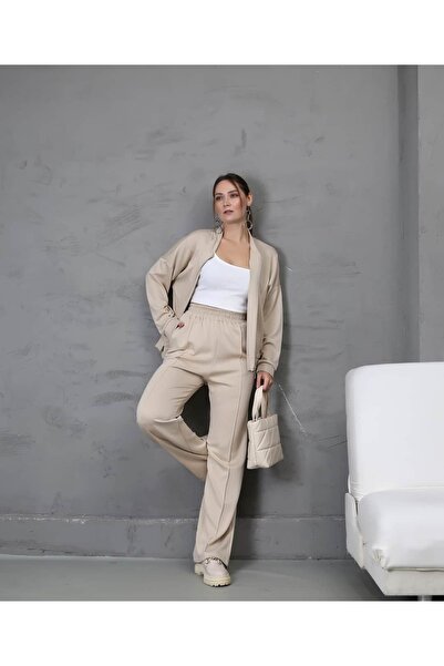 REDMİNA fashion Zipper Detailed Stitched Double Set