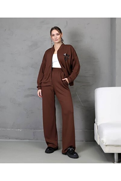 REDMİNA fashion Sequin Embroidered Zippered Double Set