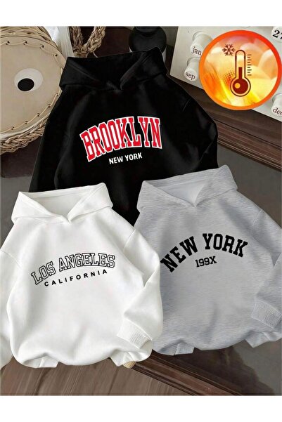 No Plan KIZ/ERKEK ÇOCUK BASKILI KAPÜŞONLU SWEATSHİRT