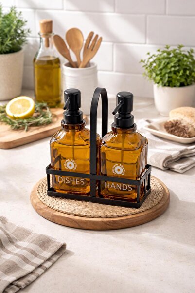 Esence Hediyelik 2'li STANDLI CAM SIVI SABUNLUK