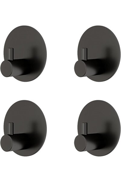 JS No Drill Black Wall Hooks Adhesive Heavy Duty New Model 2026 4 Pack - Stai...
