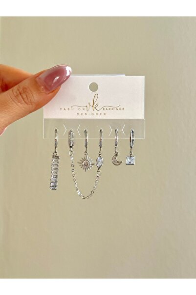 YOUES JEWELRY STEEL WOMEN'S 6 EARRING SET