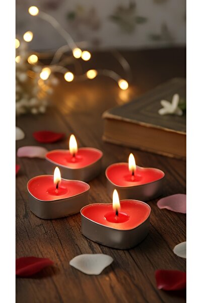 Helis Craft 10’lu Vanilya Kokulu Kalp Tealight Mum Kırmızı – Romantik Dekor M...
