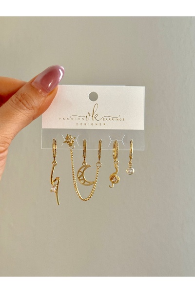 YOUES JEWELRY STEEL WOMEN'S 6 EARRING SET