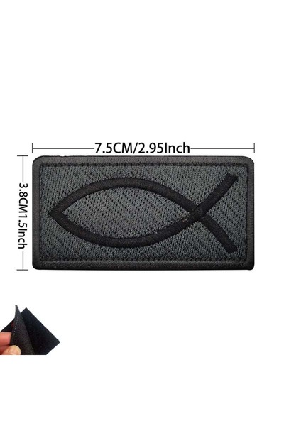 Choice14 رقعة مطرّز من القماش تحمل شعار علم الصليب المسيحي، باللون الرمادي، م...