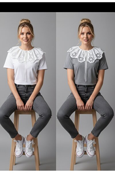 FEYZACA STİLLER Seyyar vintage beyaz fisto yakalık