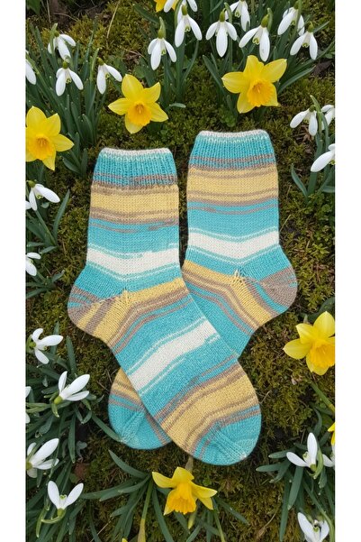 Günebakan Hand Knitted Wool Socks Compatible with Sizes 38-39-40