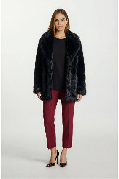 Spazio Everaldo Klasik Yaka Peluş Kaban SİYAH