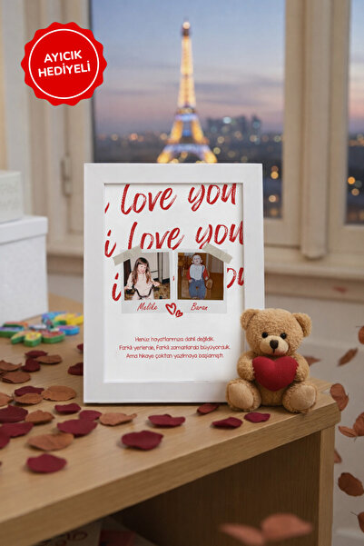 Sürpriz Vakti Sevgililer Günü İçin 2 Fotoğraflı Çocukluk Anıları Tablo | Pola...