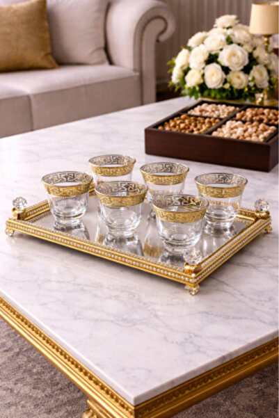 BYART طقم فناجين قهوة تركية فاخرة – 6 قطع بتصميم ذهبي أنيق