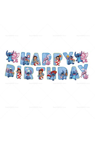 Miniso Style 3 Disney Lilo and Stitch Theme Bunting Happy Birthday Flags Deco...