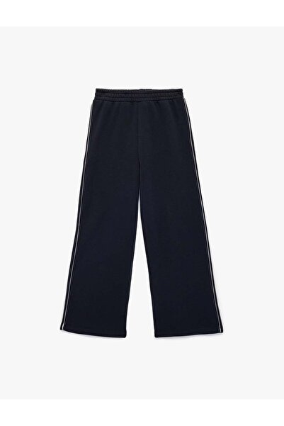 Koton Elastic Waist Wide Leg Navy Blue Girls' Sweatpants 6Skg40143Ak
