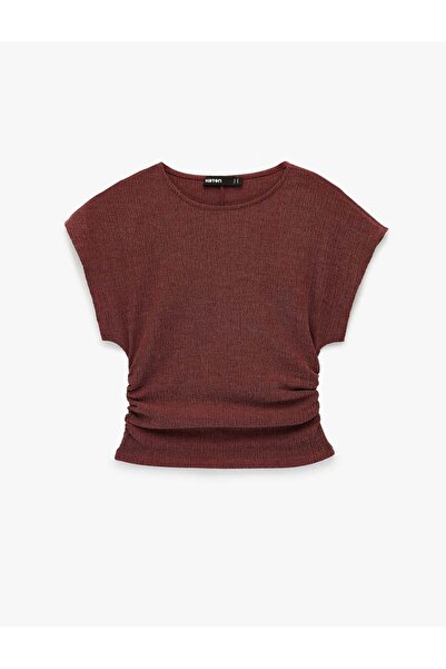 Koton Μπλουζάκι Bürümcük Fabric εφαρμοστό με κοντό μανίκι και λαιμόκοψη ντραπ...