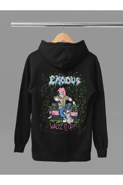 MAGORS سترة روك قطنية مطبوعة من EXODUS بأكمام طويلة وثلاث خيوط وقبعة للرأس