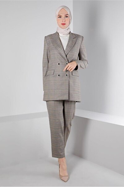 TRENDTESETTÜR Women's Brown (Tile-Brown) Belted Pants Suit t 30306