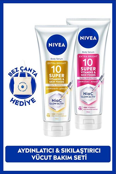 NIVEA SPF15 Super10 Serum Etkili Sıkılaştırıcı Vücut Losyon 170ml ve Aydınlat...