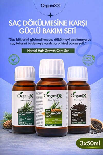 Organix Çam Terebentin, Tatlı Badem ve Çörek Otu Yağı – Saç Dökülmesine Karşı...