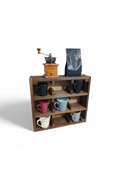 Demwood Ahşap Kahve Kupası Standı Ahşap Raf
