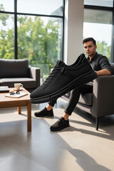 enoch Enoch Genuine Leather Black Nubuck Men's Sneaker Orthopedic Sole