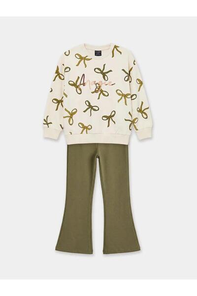 LC Waikiki Bow Patterned Girls' Sweatshirt and Leggings (S6)