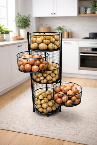 Kitchen Line Royal Tower – 5 Katlı Metal Depolama Ünitesi Metal Tel Sepet Düz...