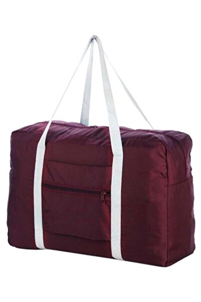 HALAMODO Waterproof Multi-Functional Foldable Travel Duffel Bag Maroon/White