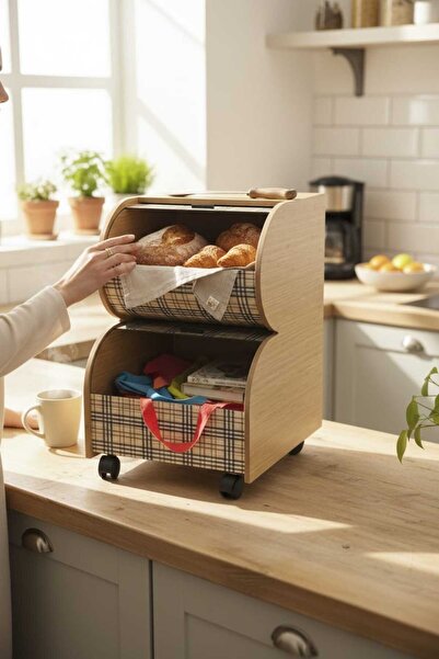 ozbience İki Katlı Sürgülü Ahşap Sebzelik, Pratik ve Şık Saklama Çözümü