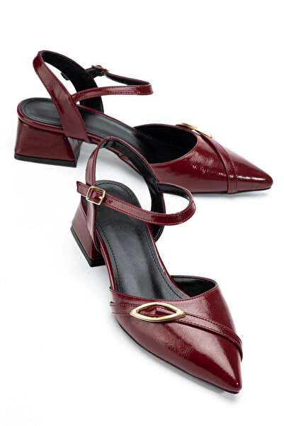 bakacstore Жіночі бордові зморшкуваті шкіряні туфлі на низьких підборах