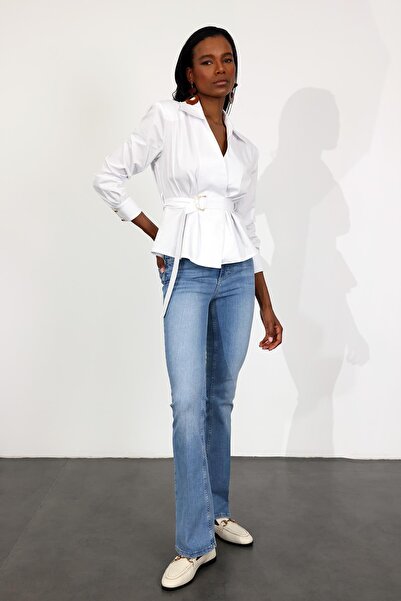 5in1Canpolat Blue Lycra Push up Flare Jean