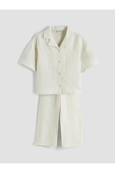LC Waikiki Basic Girl's Muslin Shirt and Pants (S6)