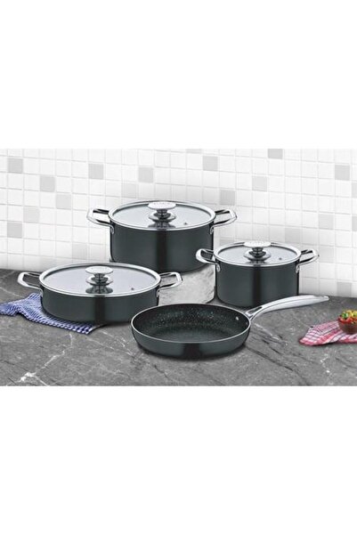 Paçi Paci 7 Prc Retro Black Granite Cookware Set