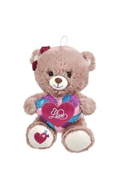 SHOPIENS Teddy Bear Beige with Colorful Glitter Heart 30 cm