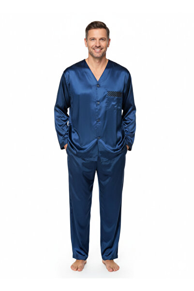 Oppland Men's Pajama Set Satin Fabric Stylish and Modernized Model with Pocke...