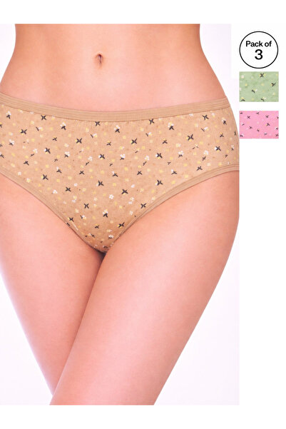 LAZZYCAT By Styli عبوة من 3 قطع - سراويل داخلية مطبوع متوسطة الارتفاع
