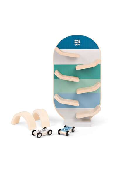 BS Toys Pista de curse auto din lemn, BS Toys, copii varsta 2-5 ani