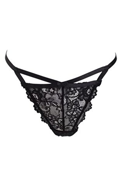 SHOPIENS Black Lace String Panties with Triangular Design