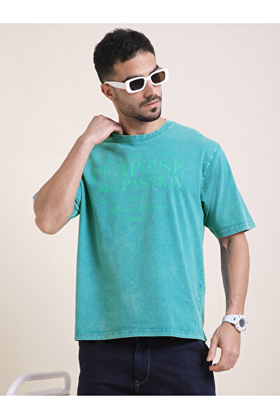 Difference of Opinion By Styli Men Oversized Acid Wash Printed T-Shirt