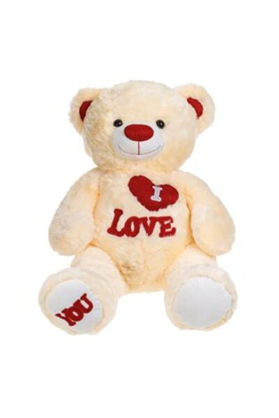 SHOPIENS Teddy Bear Beige with Red Heart & Glitter 50 cm