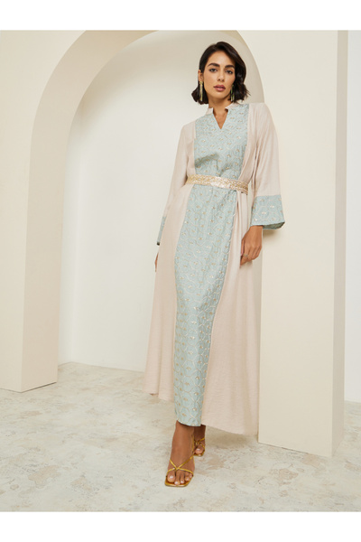 Styli جلابيات نسائية خضراء مطرزة بتصميم A-Line