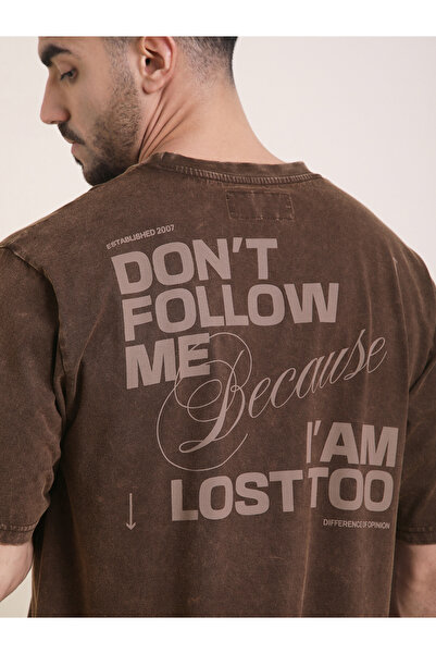 Difference of Opinion By Styli Men Oversized Acid Wash Printed T-Shirt