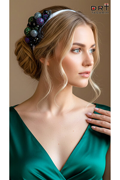 drt tasarım Handmade Design Green and Black Bow Tie Figured Crown