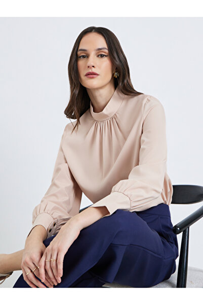 Styli Women Beige Balloon Sleeve Blouse